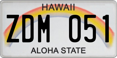 HI license plate ZDM051