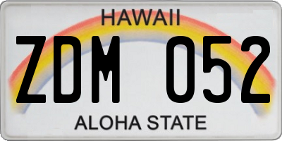HI license plate ZDM052