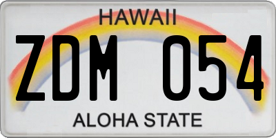 HI license plate ZDM054