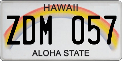 HI license plate ZDM057