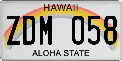 HI license plate ZDM058