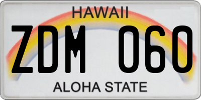 HI license plate ZDM060