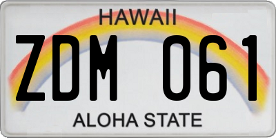 HI license plate ZDM061