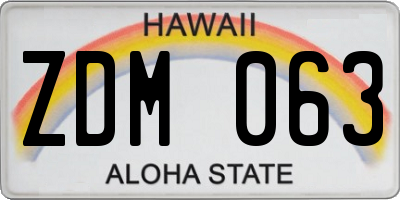 HI license plate ZDM063