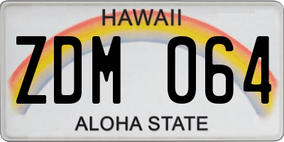 HI license plate ZDM064