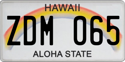 HI license plate ZDM065