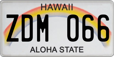 HI license plate ZDM066