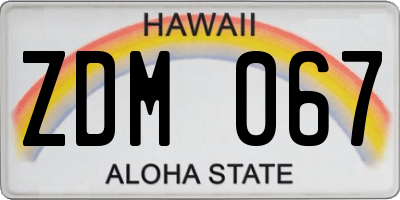 HI license plate ZDM067