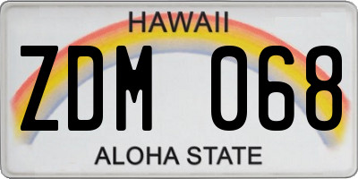 HI license plate ZDM068