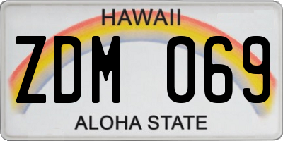 HI license plate ZDM069