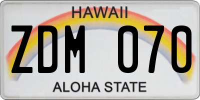 HI license plate ZDM070