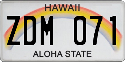 HI license plate ZDM071