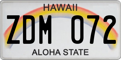 HI license plate ZDM072