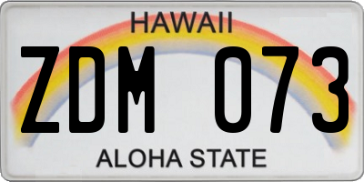 HI license plate ZDM073