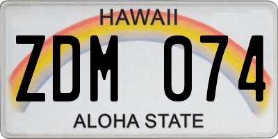HI license plate ZDM074