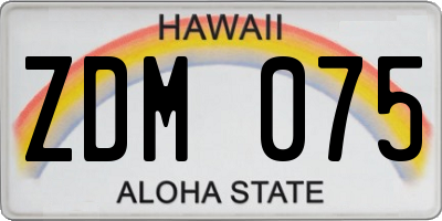 HI license plate ZDM075