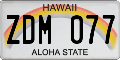HI license plate ZDM077