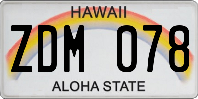 HI license plate ZDM078