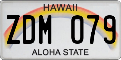 HI license plate ZDM079