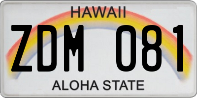 HI license plate ZDM081