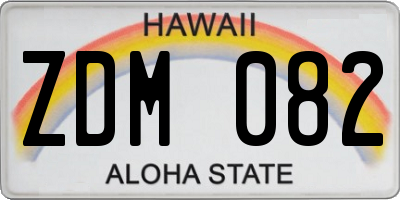 HI license plate ZDM082