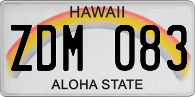 HI license plate ZDM083