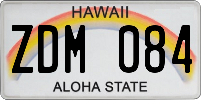 HI license plate ZDM084
