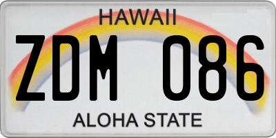 HI license plate ZDM086