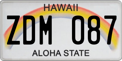 HI license plate ZDM087