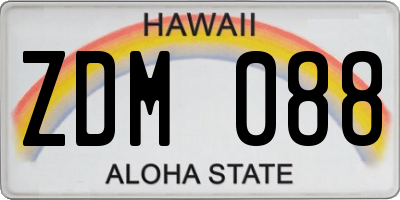 HI license plate ZDM088