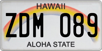 HI license plate ZDM089