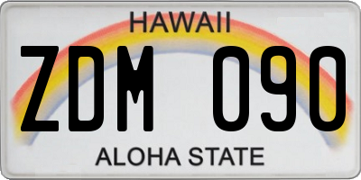 HI license plate ZDM090