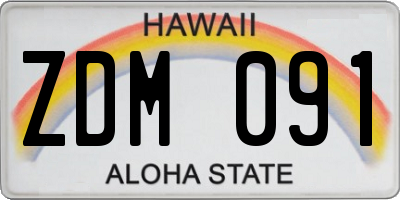 HI license plate ZDM091