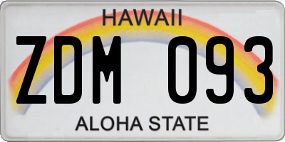 HI license plate ZDM093