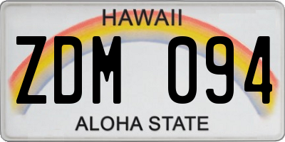 HI license plate ZDM094