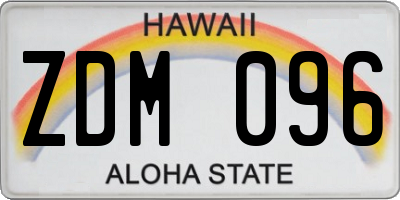 HI license plate ZDM096