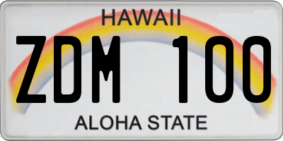 HI license plate ZDM100