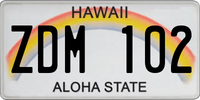 HI license plate ZDM102