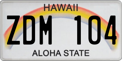 HI license plate ZDM104