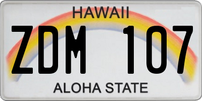 HI license plate ZDM107
