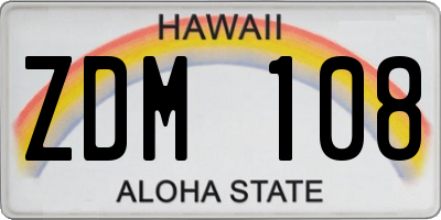 HI license plate ZDM108
