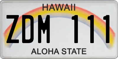 HI license plate ZDM111