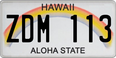 HI license plate ZDM113