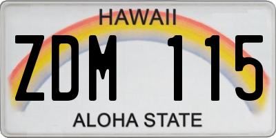 HI license plate ZDM115
