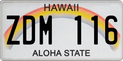 HI license plate ZDM116