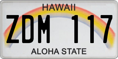 HI license plate ZDM117
