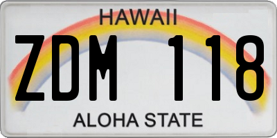 HI license plate ZDM118