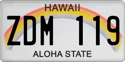 HI license plate ZDM119