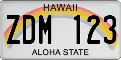 HI license plate ZDM123
