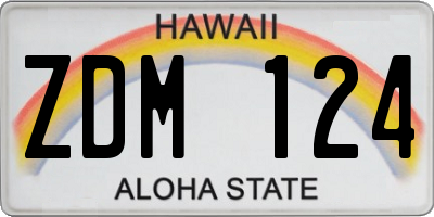 HI license plate ZDM124